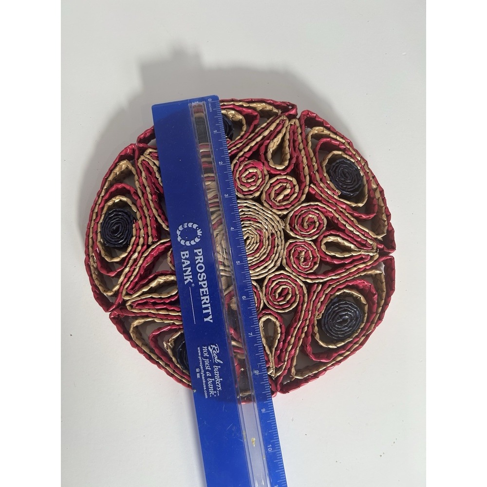 Vintage‎ Rattan Raffia Trivet Woven Straw Decorative Hot Pad Boho Kitchen Décor - Picture 3 of 4